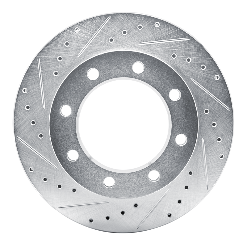 Chevrolet V3500 Pickup Brake Rotor (1) - Front Left - R1 Concepts - Drilled & Slotted - Silver - `77-`00